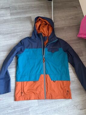 Quechua Blue Teal and Orange Colorblock Kids Raincoat